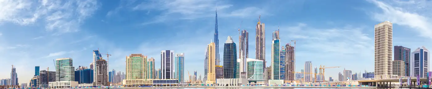 A stunning view of Dubai's skyline featuring architectural marvels by Sobha Realty.